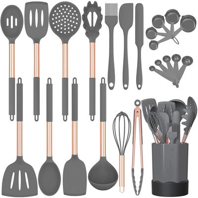 MORICA Silicone Cooking Utensil Set,24Pcs Silicone Cooking Kitchen ...